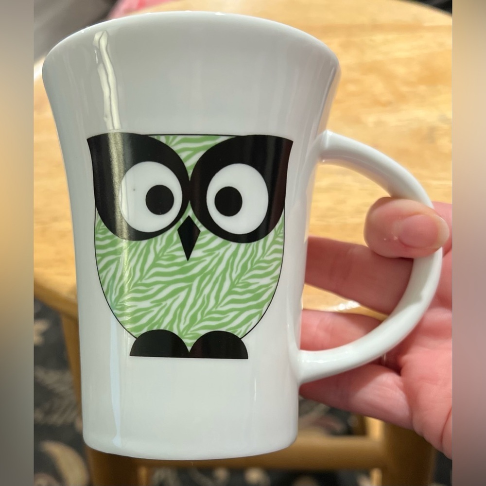 Tara Reed Designs Green Owl Mug Retro Style Kawaii